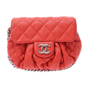 CHANEL Matelasse Chain Around Red Calfskin Shoulder Bag Featured
